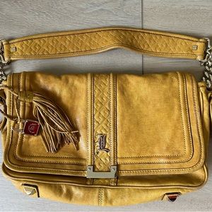 L.A.M.B. Lamb leather purse by Gwen Stefani Mustard Gold quilted rare
